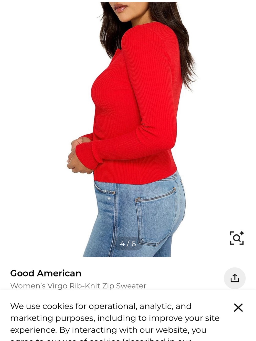 Good American Red Ribbed Zip Sweater - Picture 3 of 5